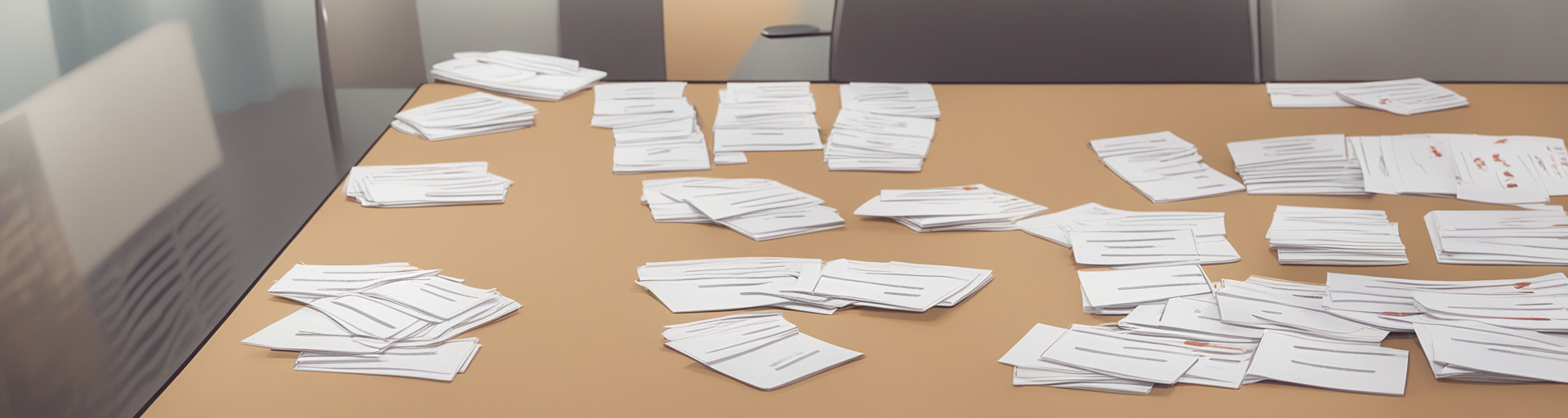 Flashcards on a table.