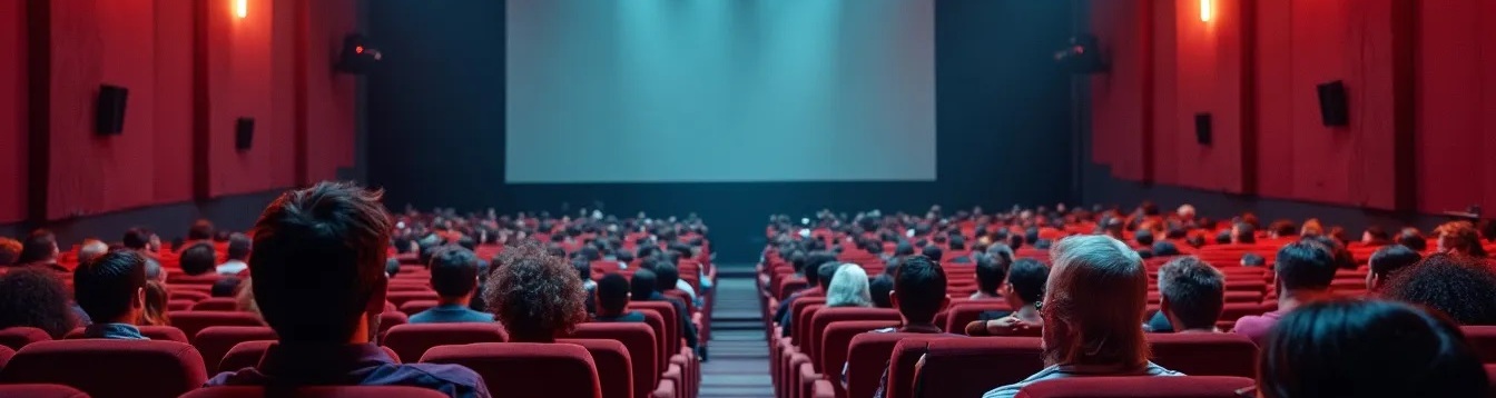 Visitors in the cinema waiting for the movie.