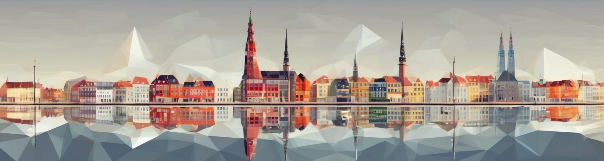 The Danish language represented by the skyline of the capital city.