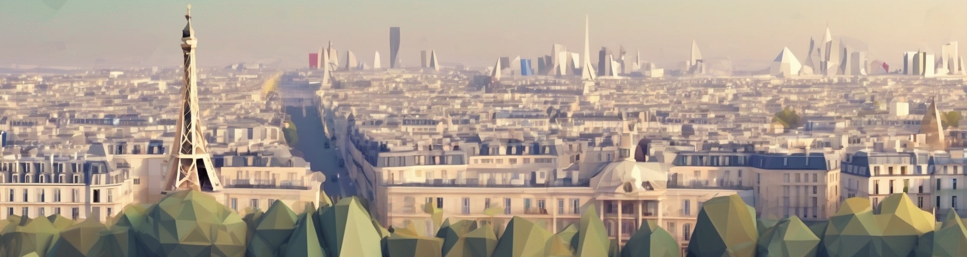 The French language represented by the skyline of the capital city.