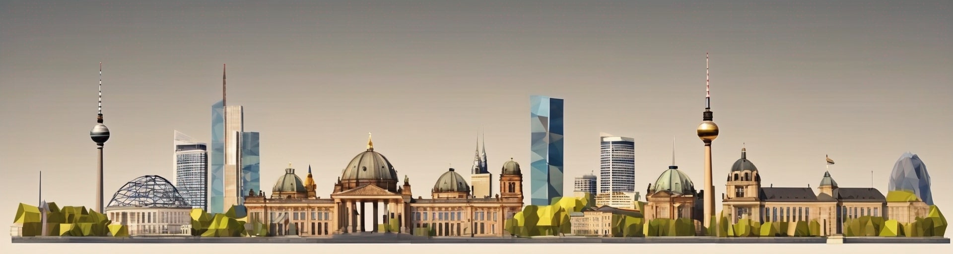 The German language represented by the skyline of the capital city.