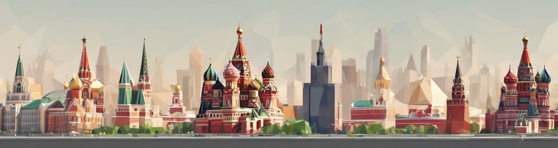 The Russian language represented by the skyline of the capital city.