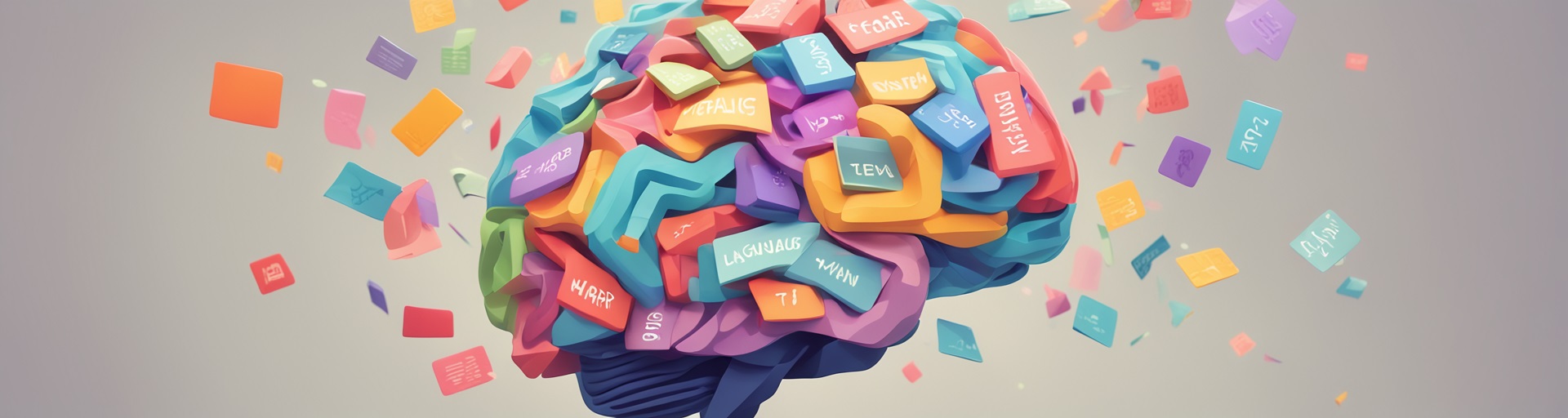 Flashcards nestled within a brain illustration.